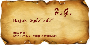 Hajek Győző névjegykártya